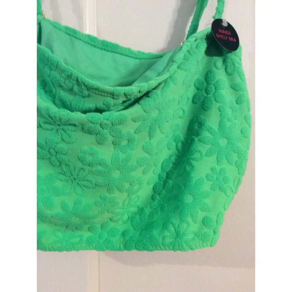 New NWT Green Size Large 11-13 Swim Suit Floral